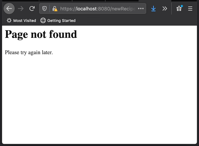 Browser showing a Not Found error page